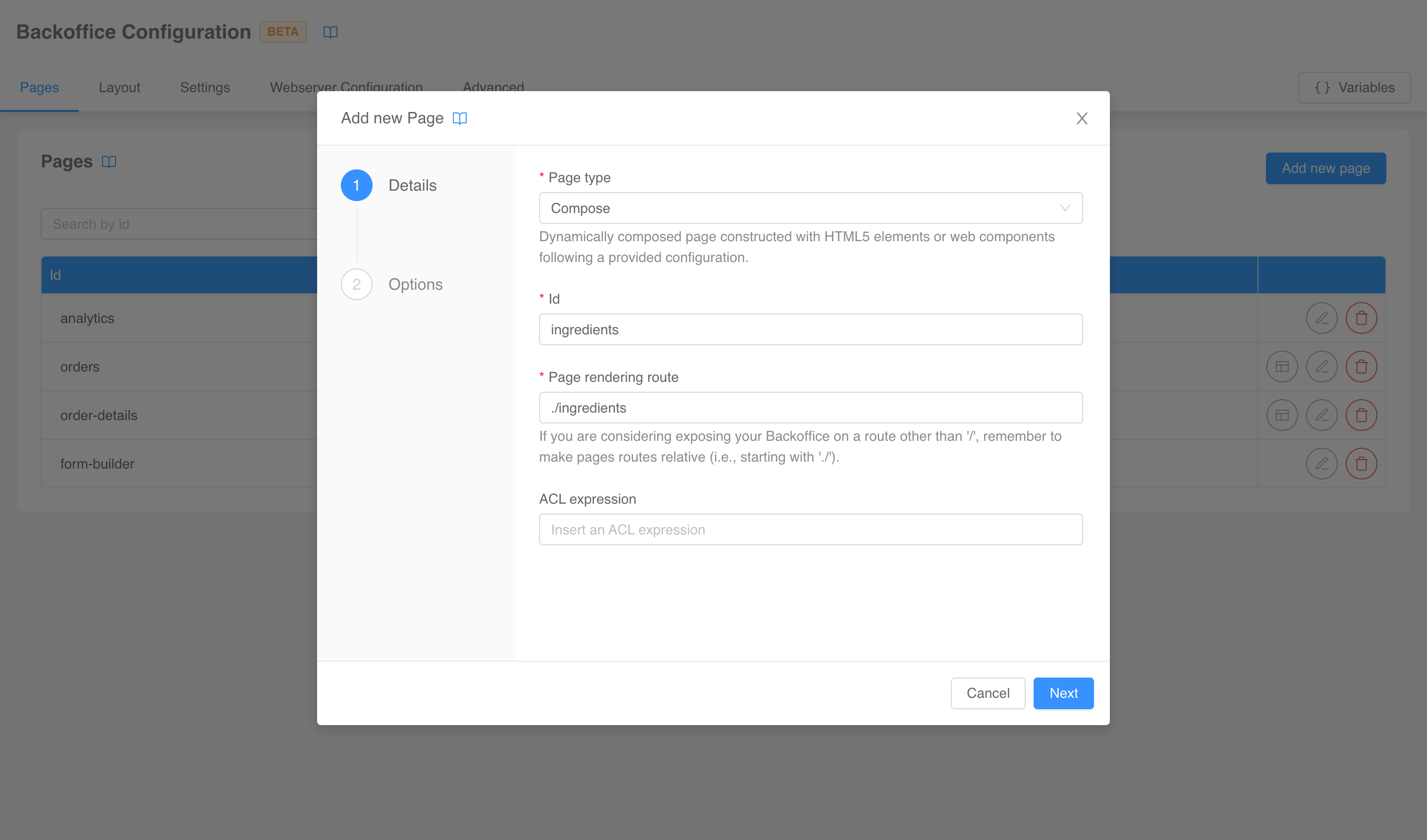 Page creation